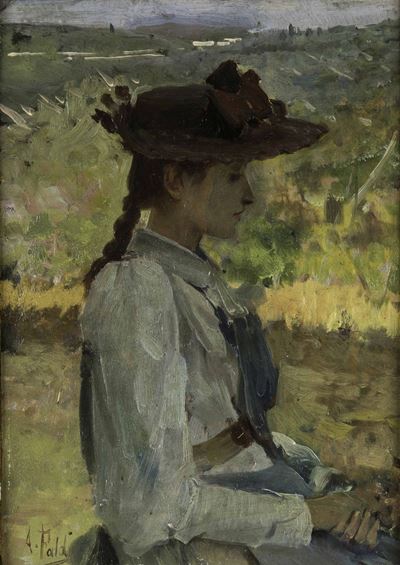 Arturo Faldi (1856-1911)ritratto di Ragazza