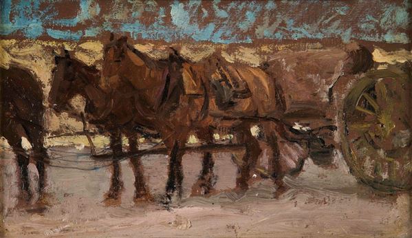 Ruggero Panerai (Firenze 1862 - Parigi 1923) Cavalli a riposo