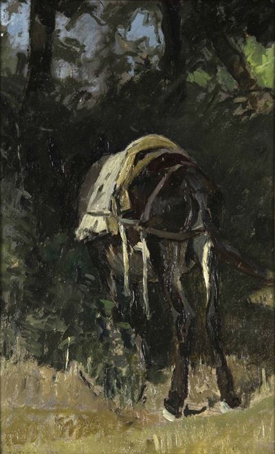 Stefano Bruzzi (piacenza 1835-1911)mulo Bardato