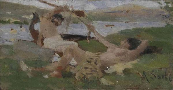 Raffaello Sorbi (1844-1931) Giochi sull'Arno