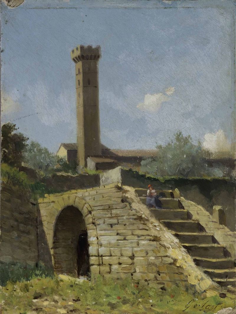 Lorenzo Gelati (1824-1893) Paesaggio  - Asta Dipinti del XIX e XX secolo - Cambi Casa d'Aste