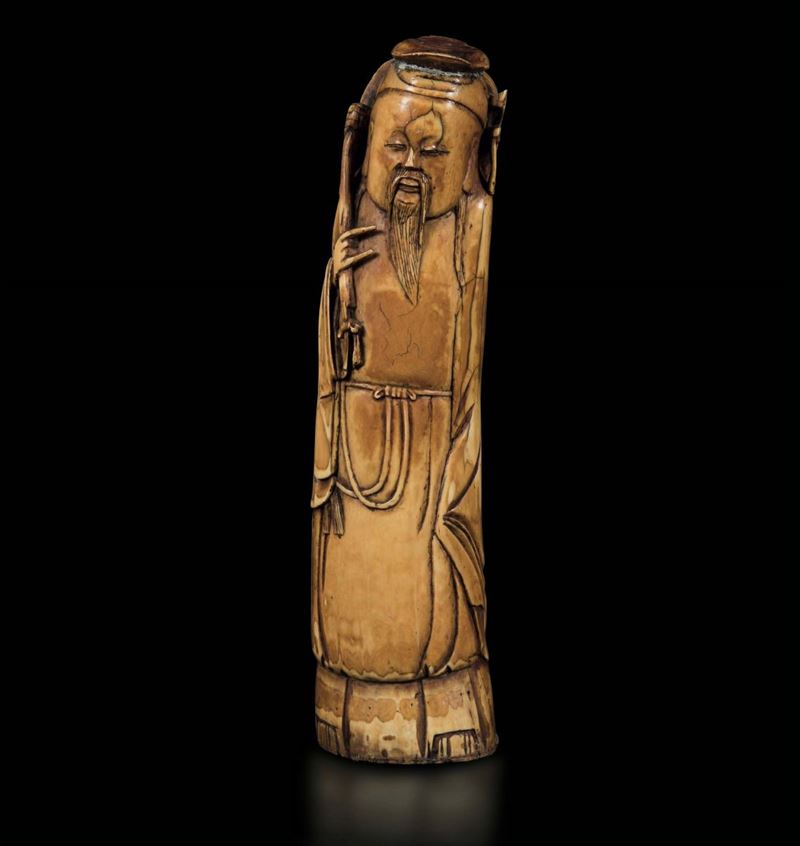 An ivory figure of a wiseman, China, Ming Dynasty, 17th century  - Auction Fine Chinese Works of Art - I - Cambi Casa d'Aste