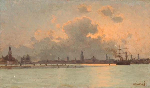 Guglielmo Ciardi (1842/43-1917) Veduta di Venezia all’imbrunire