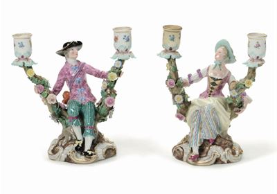 Coppia di Candelabri Meissen, Fine XIX - Inizio XX Secolo