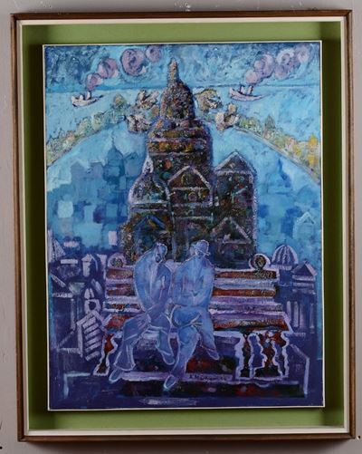 Attilio Mangini (1912-2004)veduta Fantastica di Genova, 1974