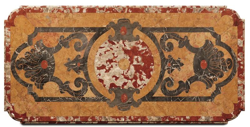 Piano sagomato intarsiato in marmi policromi, XIX secolo  - Auction Fine Art - I - Cambi Casa d'Aste