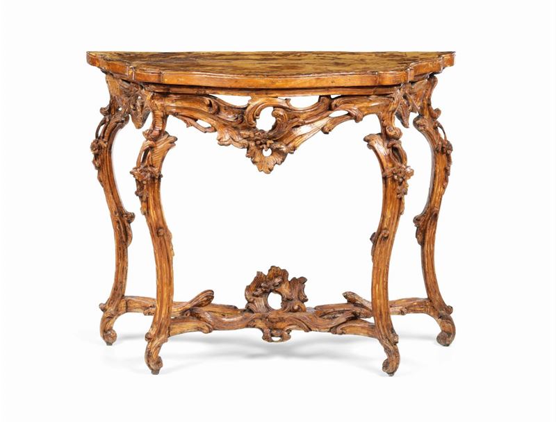 Consolle in legno intagliato e laccato, XVIII-XIX secolo  - Auction Fine Art - I - Cambi Casa d'Aste