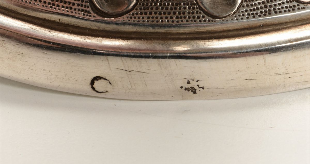 Coppia di Candelieri in Argento Fuso, Sbalzato e Cesellato. Roma, Bollo Camerale della Città in U...
