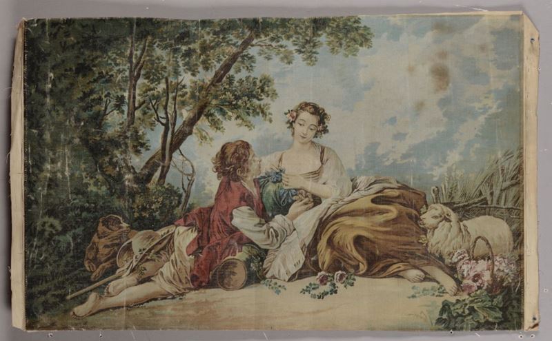Succo d'erba raffigurante scena galante, inizio XX secolo  - Asta Pittura - Cambi Casa d'Aste