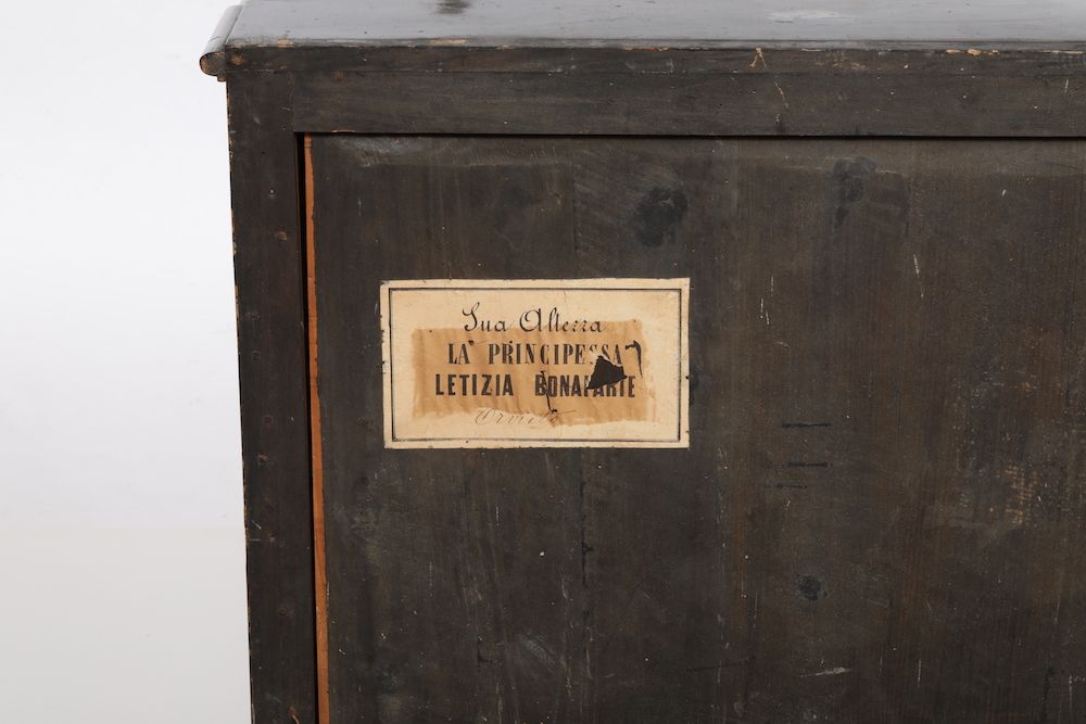 Credenza a Due Corpi in Legno Ebanizzato e Dipinto in Policromia, Seconda Metà XIX Secolo
