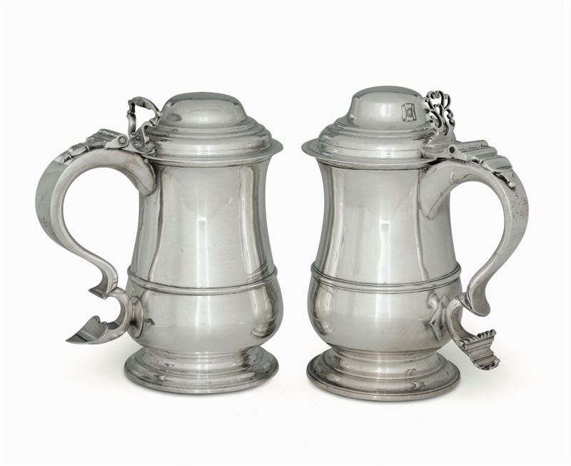 Two tankards, IM, London 1759/J. Langlands, Newcastle 1757  - Auction Collectors' Silvers - Cambi Casa d'Aste