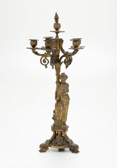 Candelabro in Metallo Dorato, XIX-XX Secolo