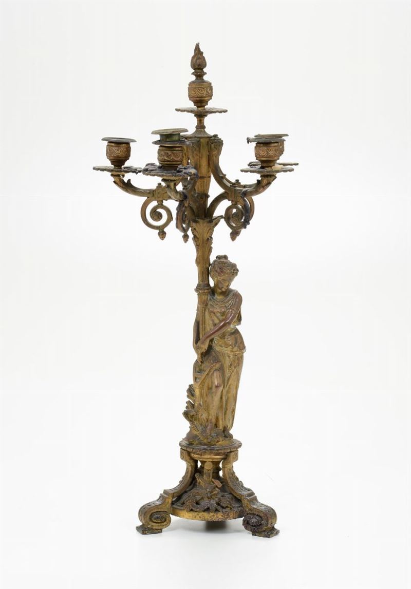 Candelabro in metallo dorato, XIX-XX secolo  - Auction Fine Art - Cambi Casa d'Aste