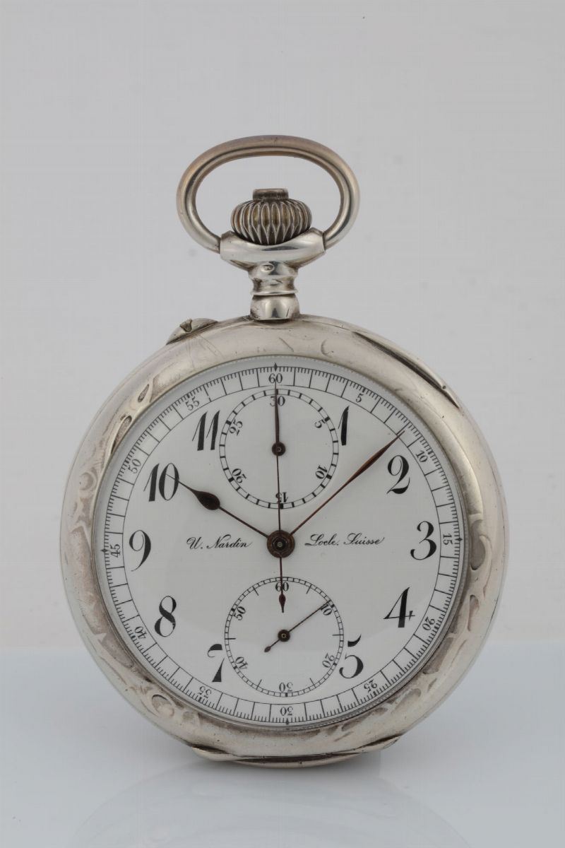 Ulysse Nardin, Locle, Suisse, No. 14414. orologio da tasca, cronografo, in argento. Realizzato nel 1900 circa  - Asta Orologi da Polso | Cambi Time - Cambi Casa d'Aste