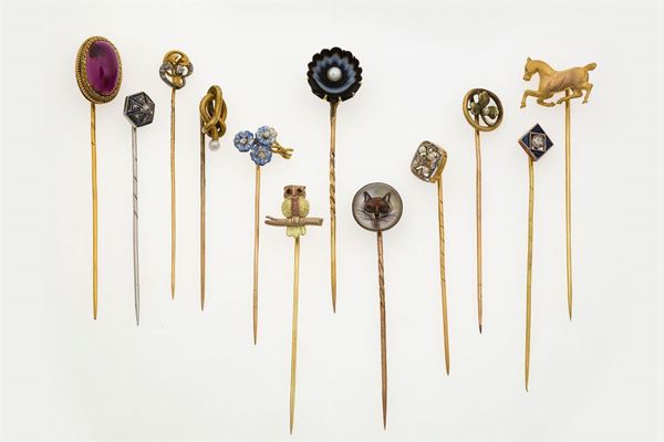 Collection of twelve stickpins