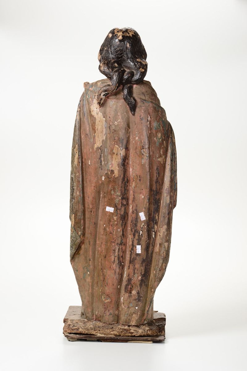 Santa in Legno Scolpito e Policromo. Scultore del XVII Secolo