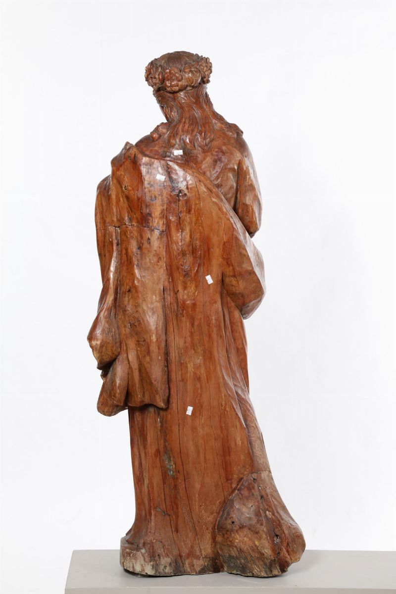 Santa Rosalia in Legno Scolpito. Arte Barocca Italiana (sicilia?) del XVIII Secolo