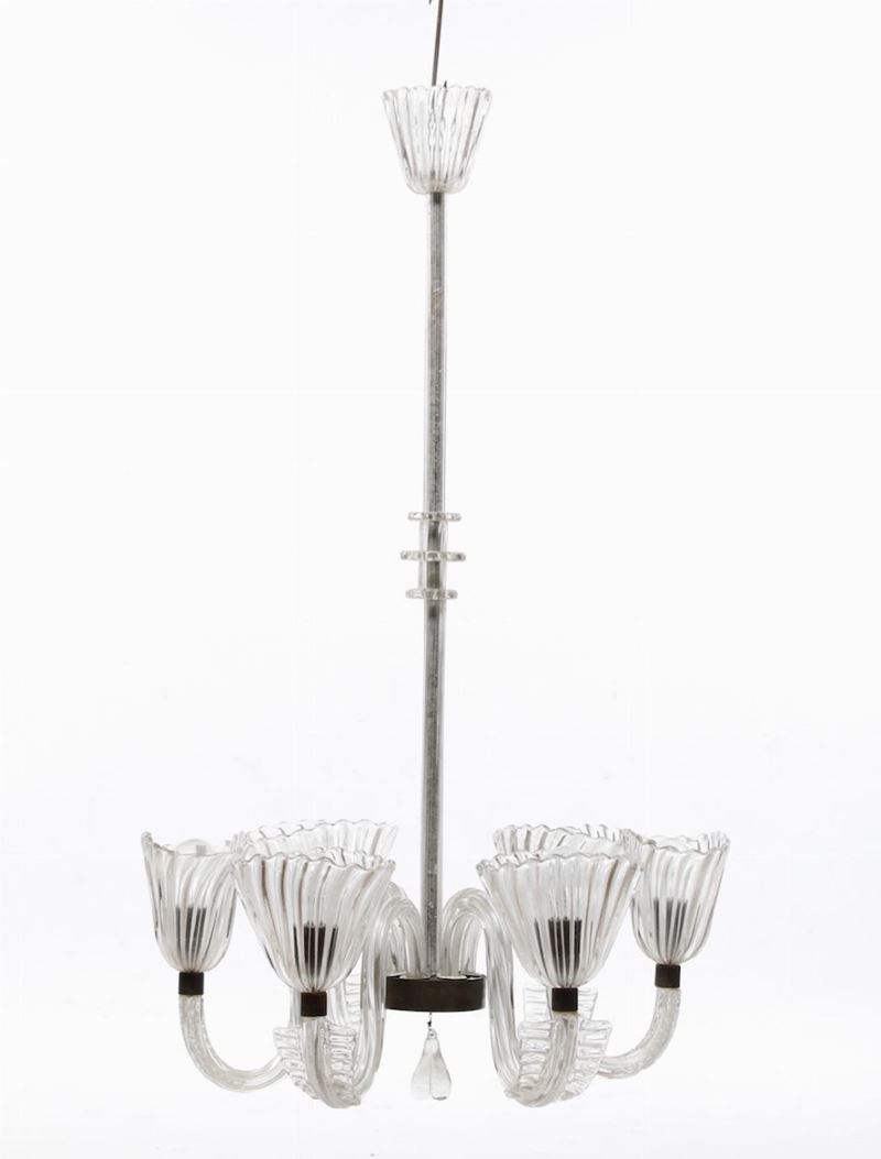 Lampadario a sei bracci in cristallo, Italia XX secolo  - Auction Fine Art Timed Auction - V - Cambi Casa d'Aste
