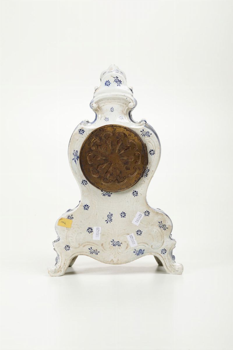 Pendola in Porcellana Bianca e Blu, Royal Bonn, Fine XIX Secolo