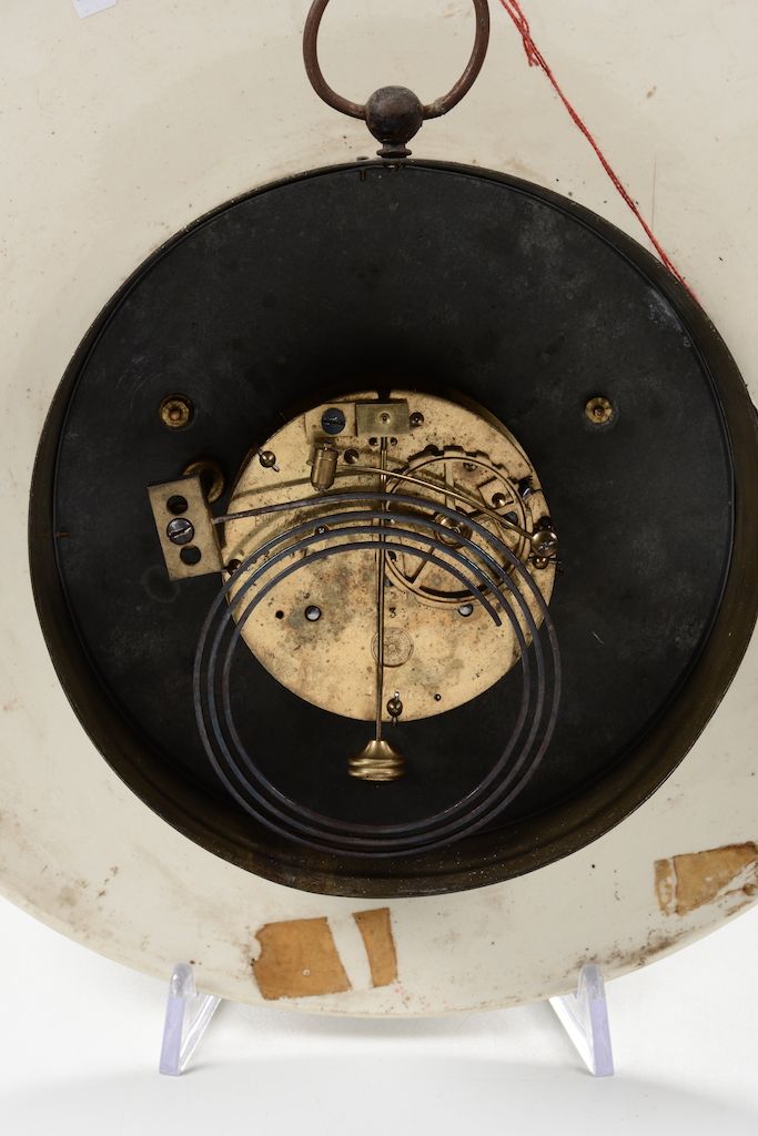Orologio da Parete con Piatto in Porcellana Dipinta in Policromia con Paesaggio, Inizio XX Secolo