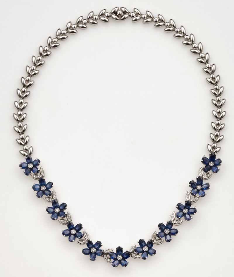 Sapphire and diamond necklace  - Auction Fine Jewels - II - Cambi Casa d'Aste