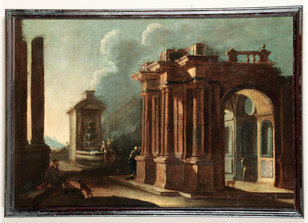 Scuola del XVII Secolocoppia di Paesaggi con Rovine