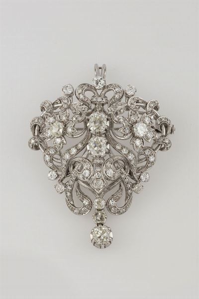 Spilla/pendente con Diamanti di Vecchio Taglio
