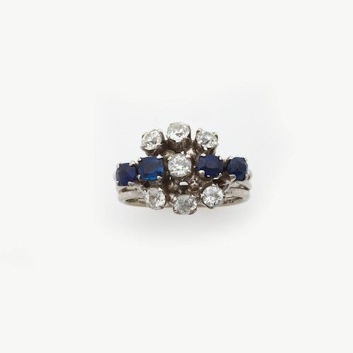 Anello con zaffiri per ct 0.95 circa e diamanti di vecchio taglio per ct 0.60 circa  - Auction Jewels | Cambi Time - Cambi Casa d'Aste