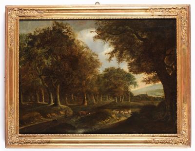 Jacob Van Strij (1756-1815)paesaggio Boscoso con Pastore e Animali