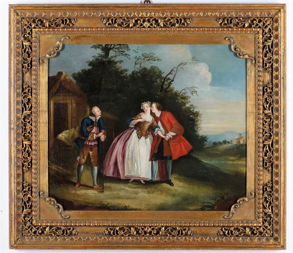 Scuola francese del XVII-XVIII secolo Scena galante