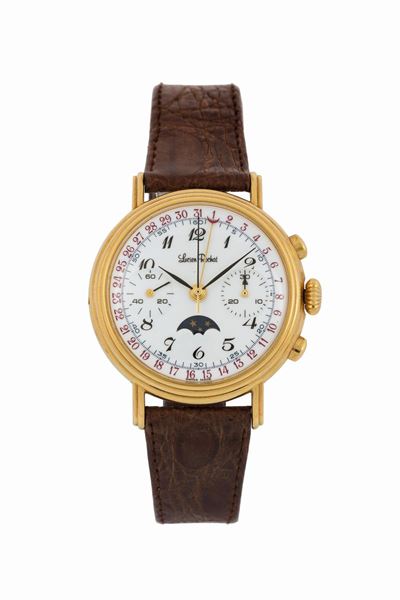 Lucien Rochat. Orologio da Polso, in Oro Giallo 18k, Cronografo con Triplo Calendario e Fasi Luna...