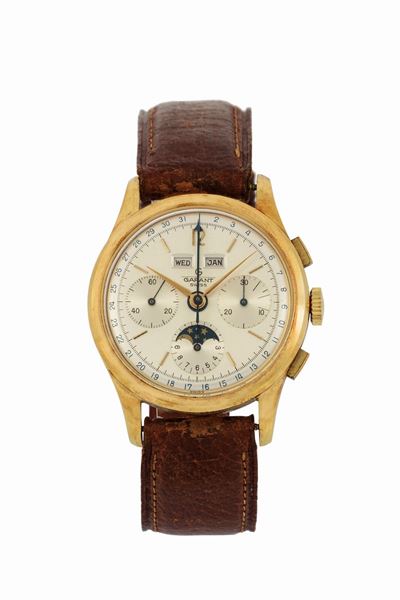 Garant, Swiss. Orologio da Polso, in Oro Giallo 18k, Cronografo con Triplo Calendario e Fasi Luna...