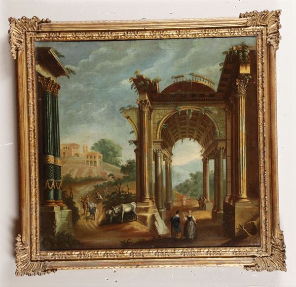 Pittore operante nel XIX secolo Paesaggi con architetture