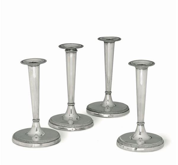 Four candle holders, Ferrara (?), early 19th century