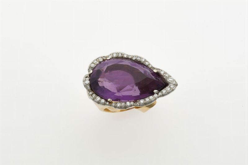 Amethyst and diamond cluster ring  - Auction Fine Jewels - Cambi Casa d'Aste