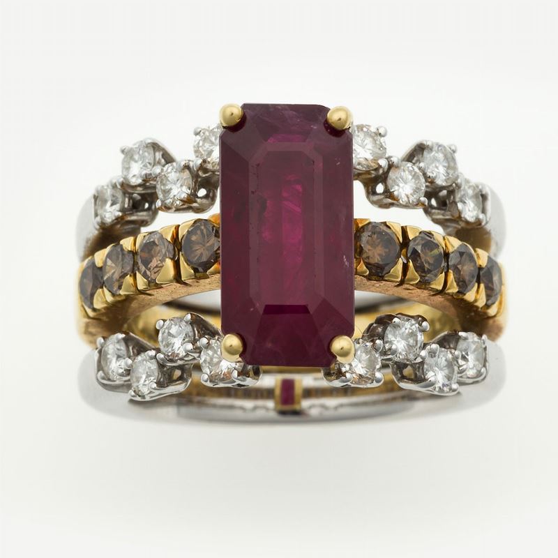 Ruby and diamond ring  - Auction Timed Auction Jewels - Cambi Casa d'Aste