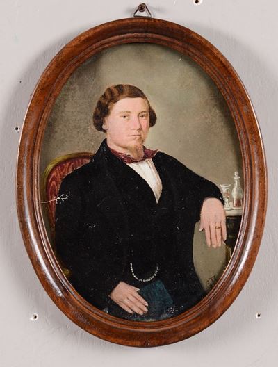 Miniatura Ovale Raffigurante Gentiluomo, XIX Secolo