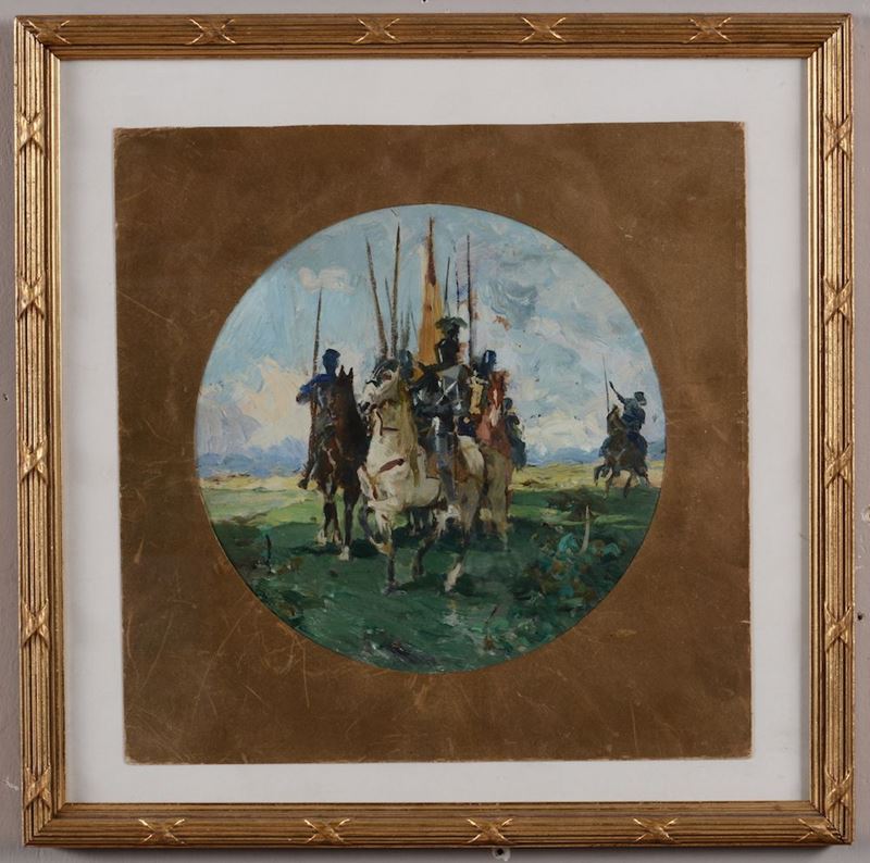 Anonimo del XIX-XX secolo Cavalieri medievali  - Auction Paintings and Drawings Timed Auction - I - Cambi Casa d'Aste