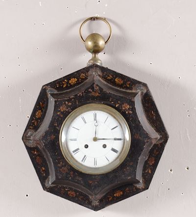 Orologio da Parete Ottagonale in Metallo Dipinto in Policromia, XIX-XX Secolo