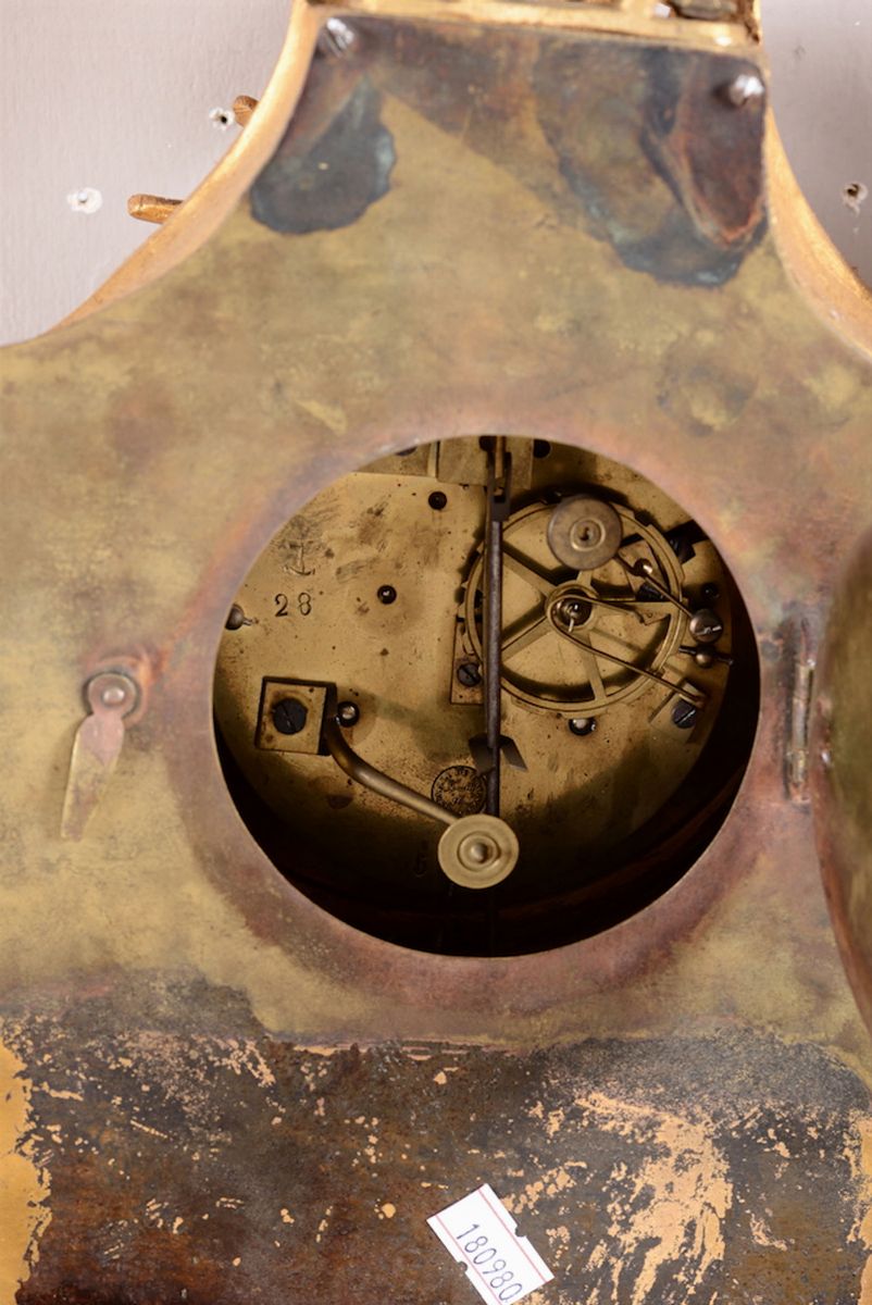 Pendola da Parete in Bronzo Dorato, Francia XIX Secolo