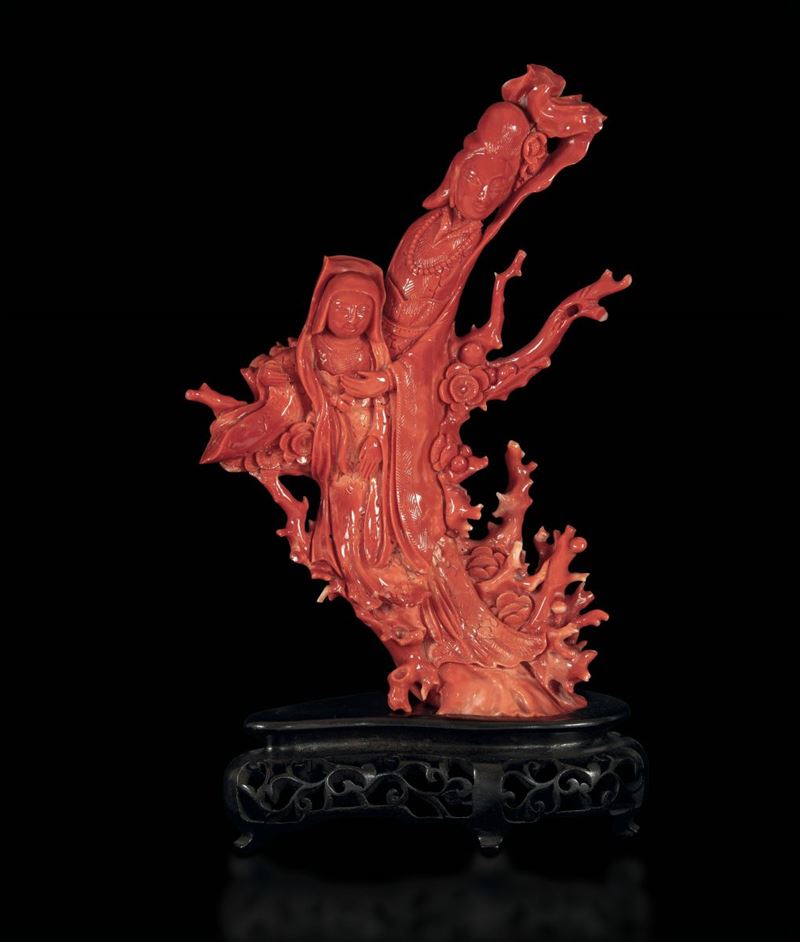 A coral group, China, 19th-20th century  - Auction Fine Chinese Works of Art - Cambi Casa d'Aste