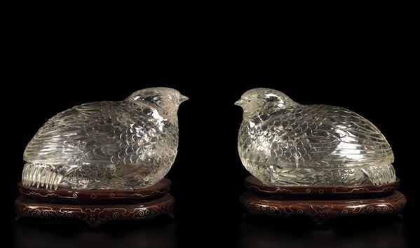 Two rock crystal vases, China, 1900s