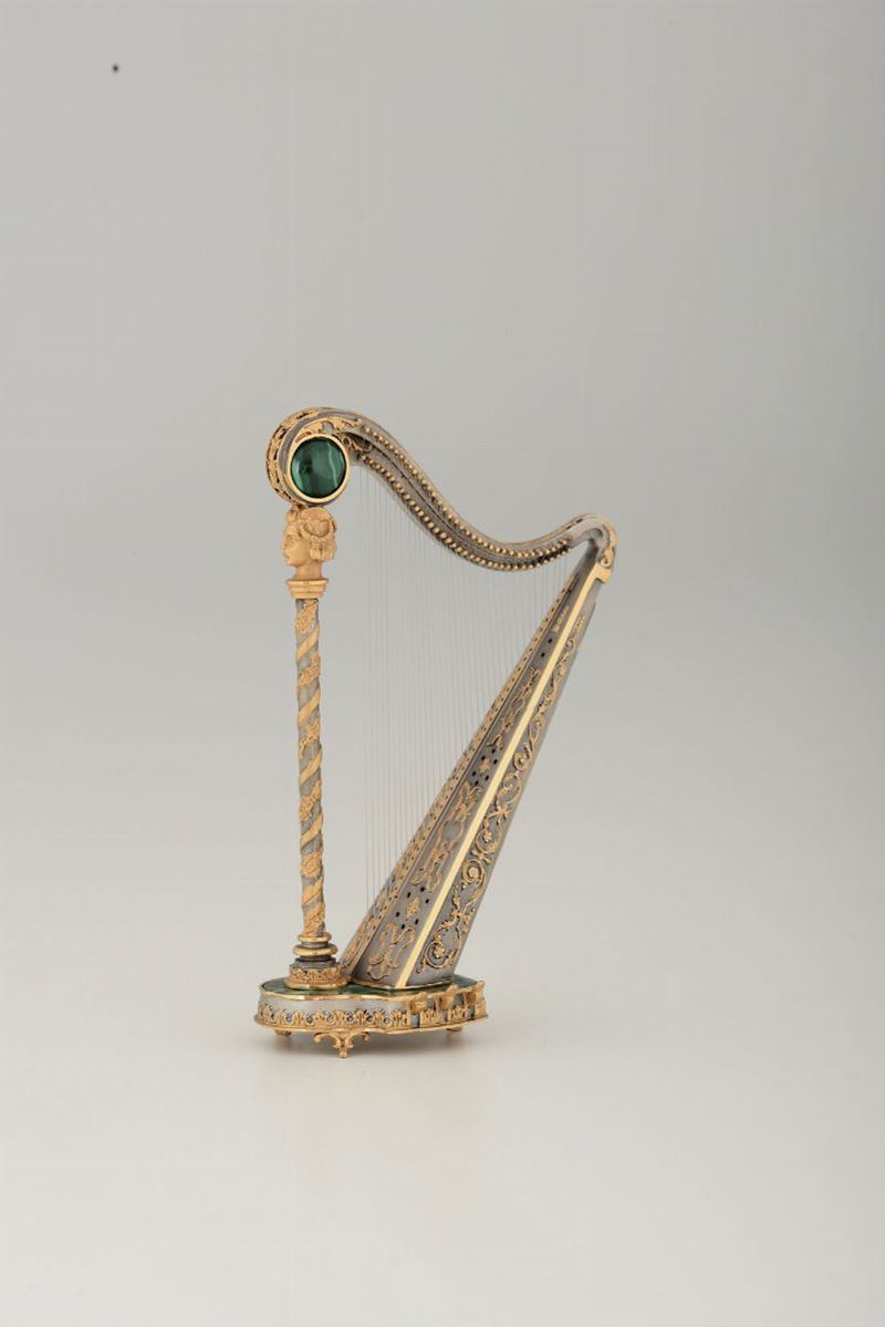 A harp model, jeweller Pallanzani, Milan, 20th century  - Auction Collectors' Silvers - Cambi Casa d'Aste