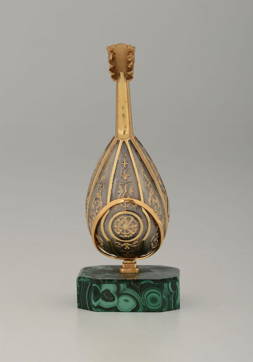 Modellino di Mandolino in Argento Dorato e Malachite Entro Scatola “gioielliere Pallanzani Milano...