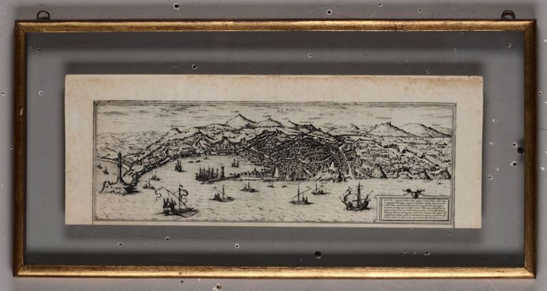 Franz Hogenberg Veduta di Genova, Colonia 1576-1618  - Asta Vedute, Carte e Libri Rari - Cambi Casa d'Aste