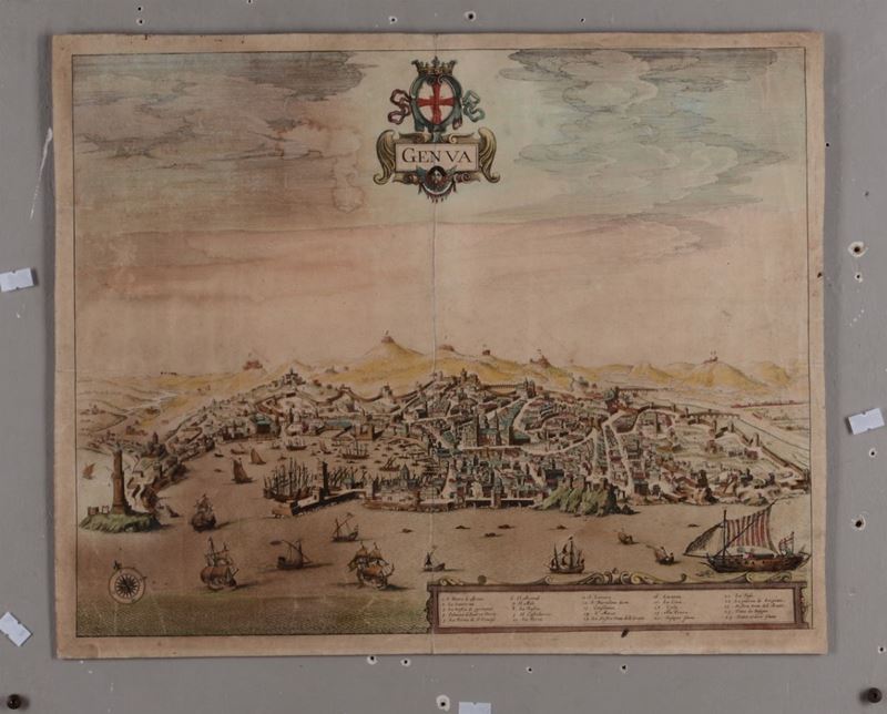 Veduta di Genova Genova, anonimo, seconda metà XVI secolo/ prima metà XVII  - Asta Vedute, Carte e Libri Rari - Cambi Casa d'Aste