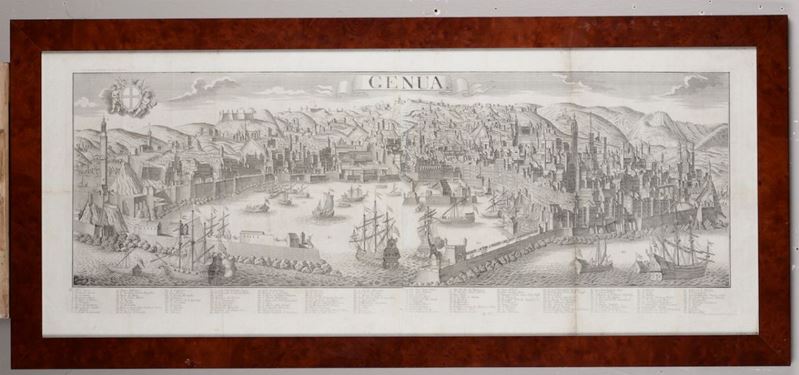 George Balthasar Probst Grande veduta di Genova, prima metà del XVIII secolo  - Asta Vedute, Carte e Libri Rari - Cambi Casa d'Aste