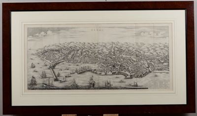 Pierre Mortiergrande Veduta di Genova Presa dal Mare, Amsterdam, Inizi Secolo XVIII