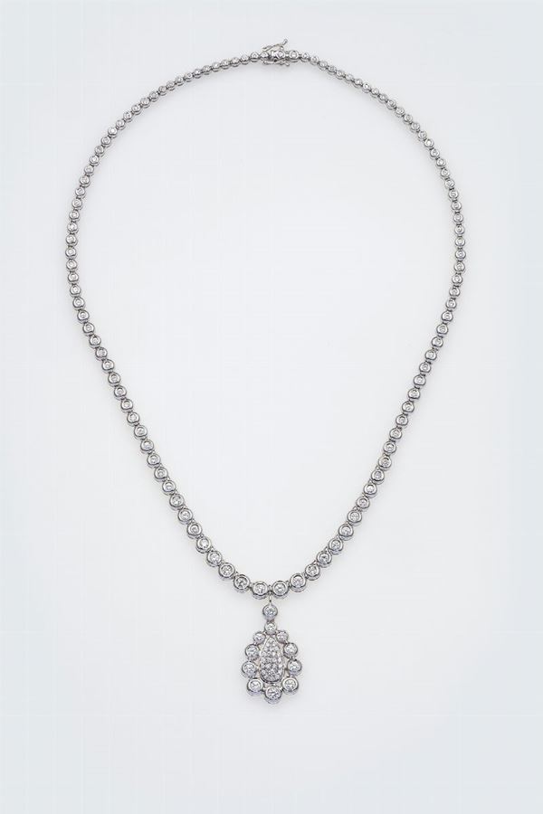 Diamond necklace with diamond pendant