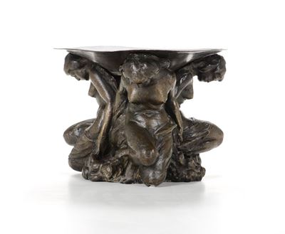 Reggivaso in Bronzo con Figure Femminili, XX Secolo